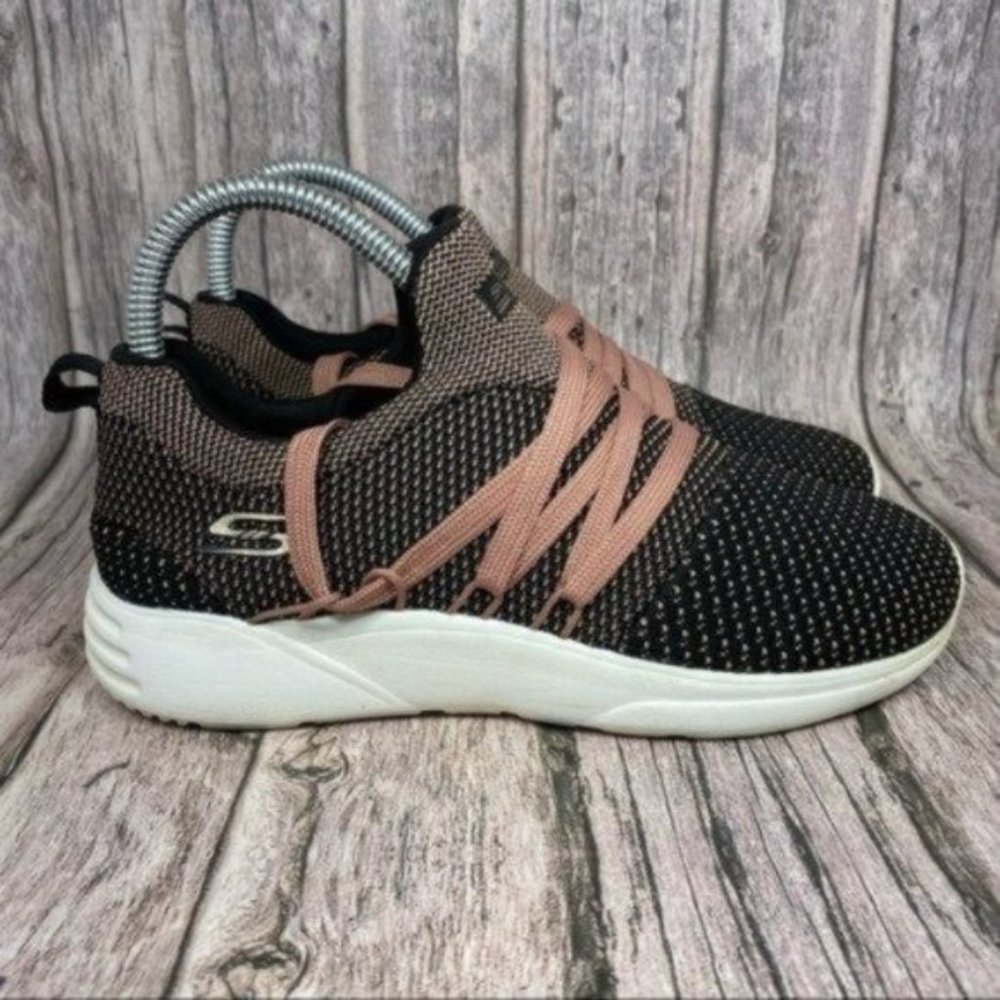 Skechers Bobs Sport Sparrow Low Top Wmns Size 6 Black/Pink Running Shoes SN32709